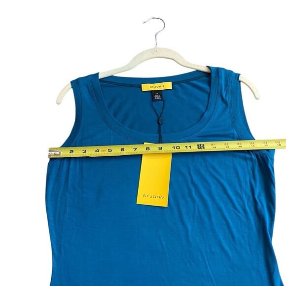 St. John Women’s M Sleeveless Top‎ Solid Teal Baltic Blue Tee Simple Basic New - Picture 6 of 7